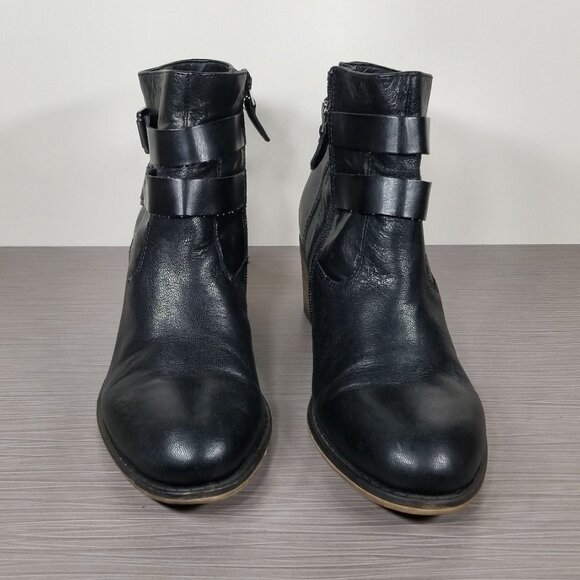 Franco Sarto Linden 2 Block Heel Booties, Black Leather, Womens Size 10 M / 40 - Picture 3 of 12